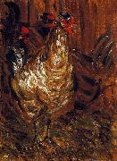 Jozsef Rippl-Ronai Cock and Hens oil painting